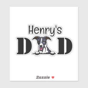 Whippet Peeking Dad Personalised Sticker