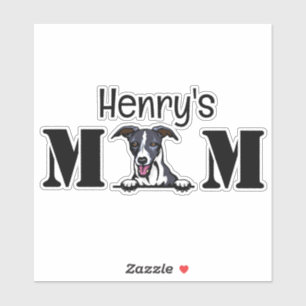 Whippet Peeking Mum Personalised Sticker
