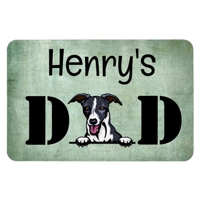 Whippet Peeking Personalised Dad Magnet (Horizontal)