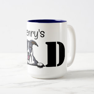 Whippet Peeking Personalised Dad Two-Tone Coffee Mug