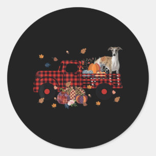 Whippet Pumpkin Truck Thanksgiving Halloween Gift Classic Round Sticker
