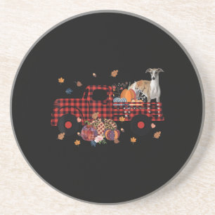 Whippet Pumpkin Truck Thanksgiving Halloween Gift Coaster