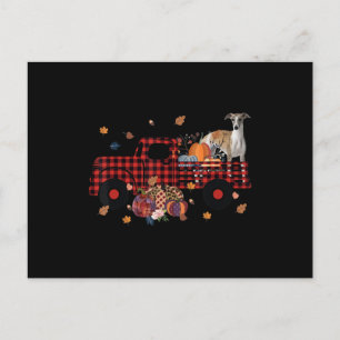Whippet Pumpkin Truck Thanksgiving Halloween Gift Holiday Postcard