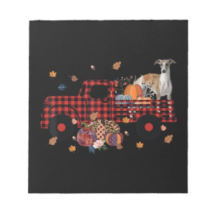 Whippet Pumpkin Truck Thanksgiving Halloween Gift Notepad