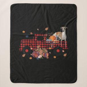 Whippet Pumpkin Truck Thanksgiving Halloween Gift Sherpa Blanket