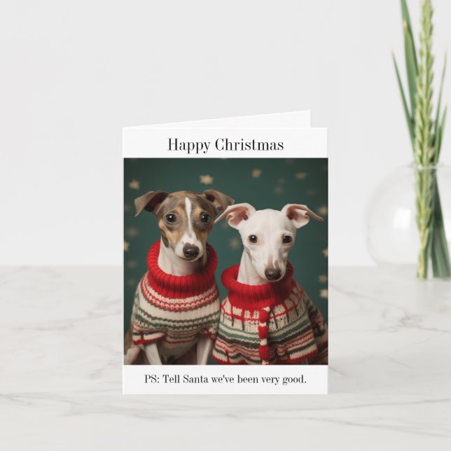 Whippet Puppies Christmas Card (Front)