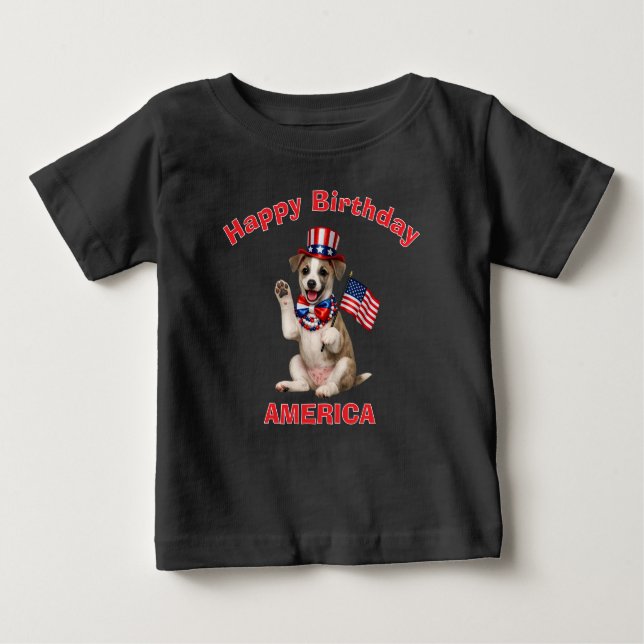 Whippet Puppy (2i) Patriotic Kid T-Shirt (Front)