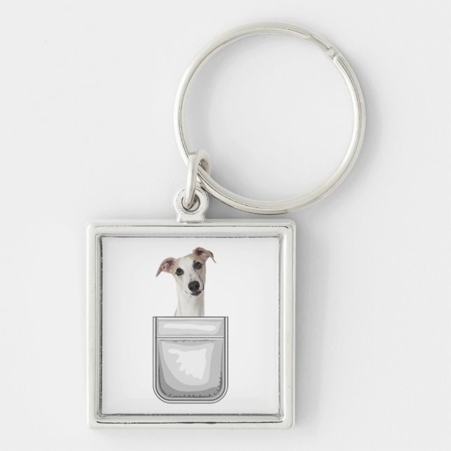 Whippet Puppy Dog In Your Pocket Key Ring (Front)