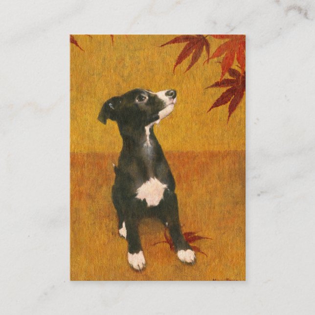 Whippet Puppy On Gold ACEO Business Card (Front)