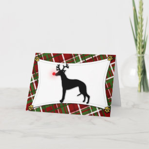Whippet Reindeer Christmas Card