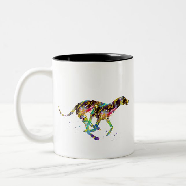 Whippet running Two-Tone coffee mug (Left)