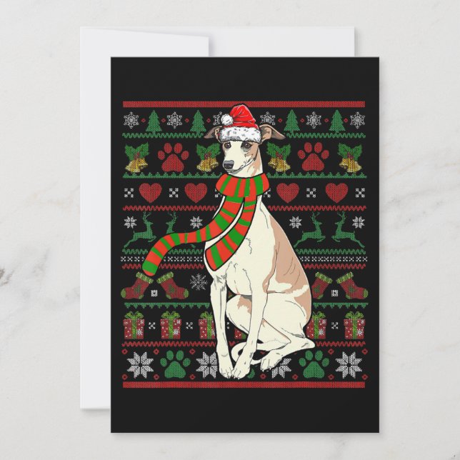 Whippet Santa Claus Funny Dog Lover Christmas Holiday Card (Front)