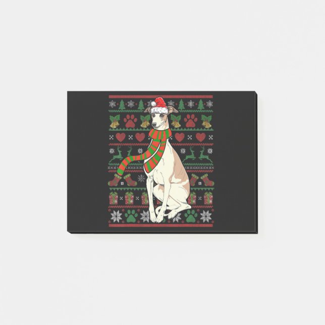 Whippet Santa Claus Funny Dog Lover Christmas Post-it Notes (Front)