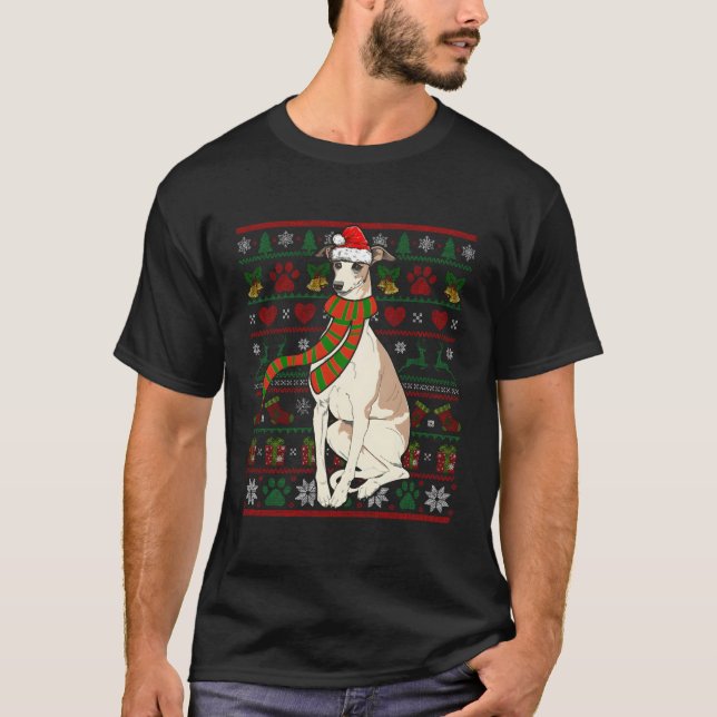 Whippet Santa Claus Funny Dog Lover Christmas Swea T-Shirt (Front)