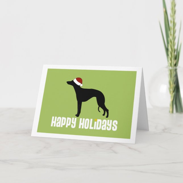 Whippet Santa Hat Holiday Card (Front)