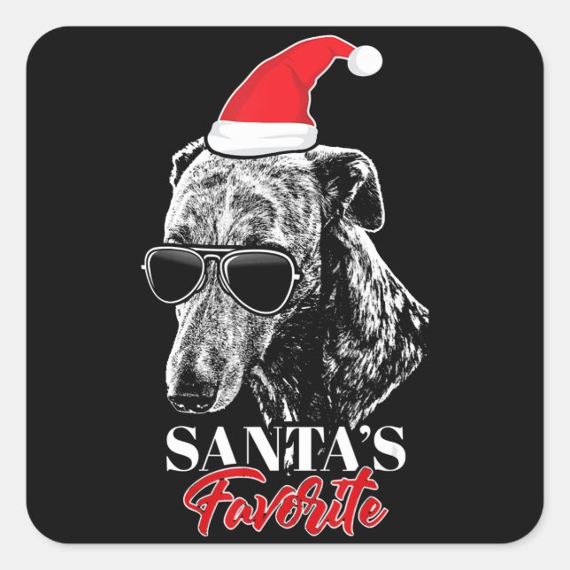 Whippet Santas Favourite Funny Christmas Square Sticker (Front)