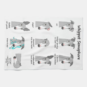Whippet Semaphore Tea Towel