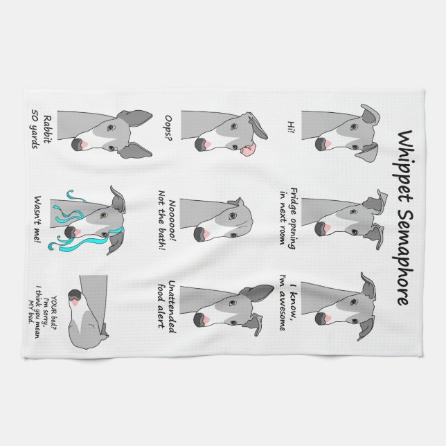 Whippet Semaphore Tea Towel (Horizontal)