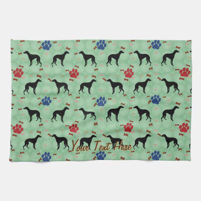 Whippet Shadow Tea Towel (Horizontal)