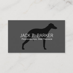 Whippet Silhouette Black on Grey   Pet Dog Business Card