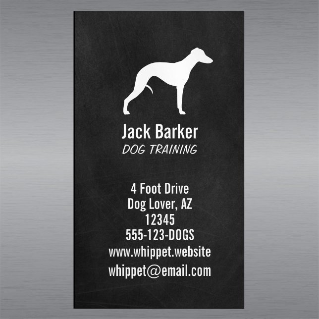 Whippet Silhouette Chalkboard Style | Pet Dog Magnetic Business Card (Creator Uploaded)