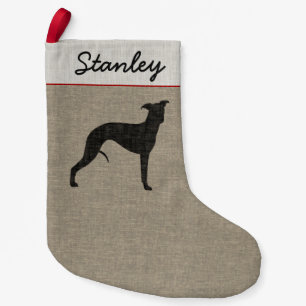 Whippet Silhouette Cute Pet Dog Personalised Small Christmas Stocking