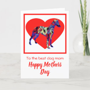 Whippet Silhouette Dog Red Heart Mother’s Day Card