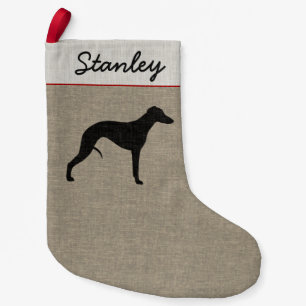 Whippet Silhouette Pet Dog Personalised Small Christmas Stocking