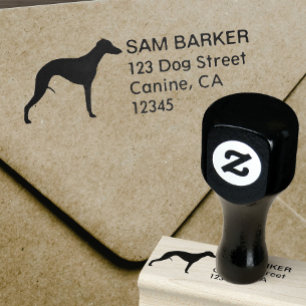 Whippet Silhouette Return Address Rubber Stamp