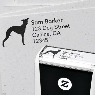 Whippet Silhouette Return Address Self-inking Stamp