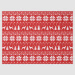 Whippet Silhouettes Christmas Pattern Red Tissue Paper<br><div class="desc">Festive Red and White Christmas Sweater Style Pattern with Whippet Silhouettes</div>