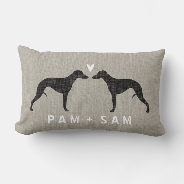 Whippet Silhouettes Love - Personalise Lumbar Cushion (Front)