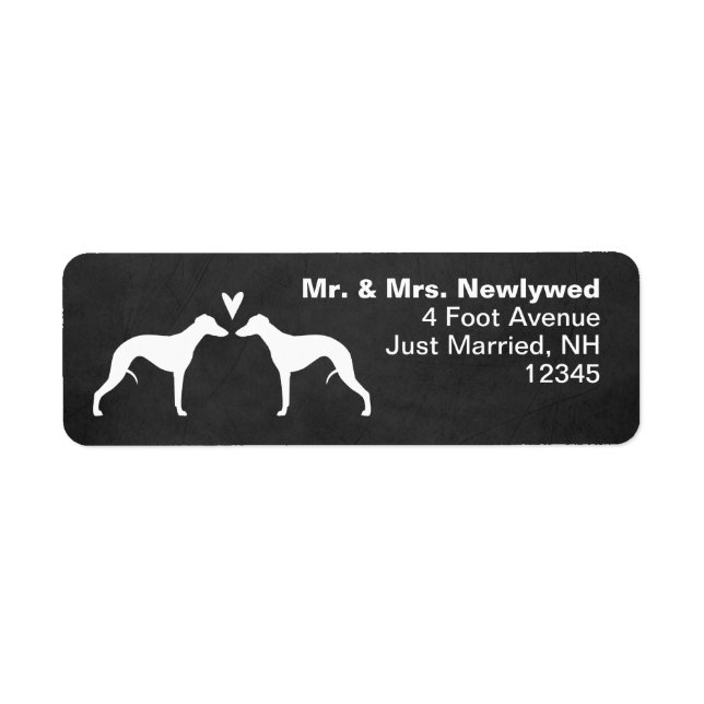 Whippet Silhouettes Love Return Address Labels (Front)