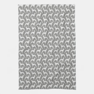 Whippet Silhouettes Pattern Tea Towel