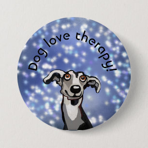 whippet starry night, dog love 7.5 cm round badge