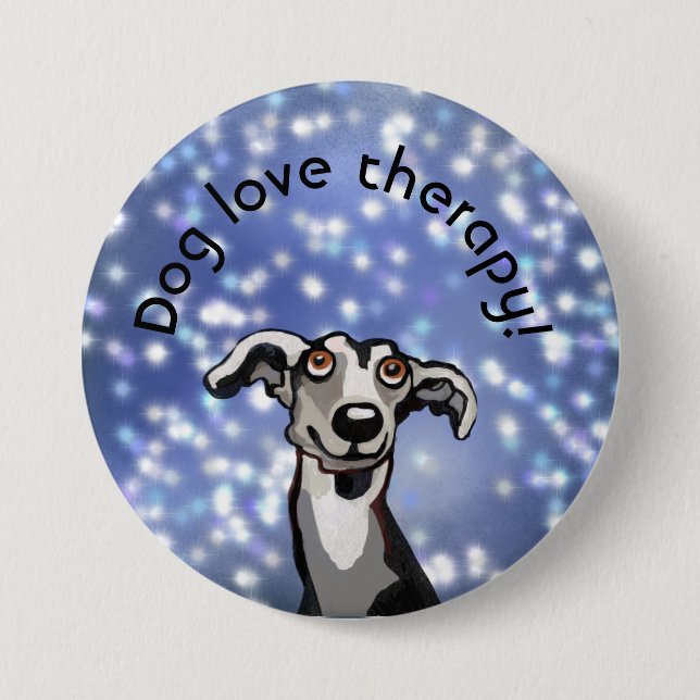 whippet starry night, dog love 7.5 cm round badge (Front)