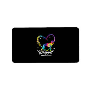 Whippet Tie Dye Rainbow Dog Lover Gift T-Shirt Label