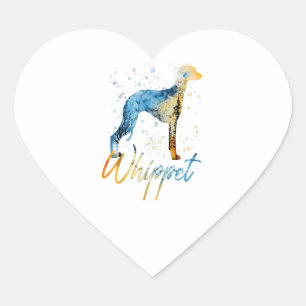Whippet Watercolor Rainbow Dog Lovers Gift Heart Sticker