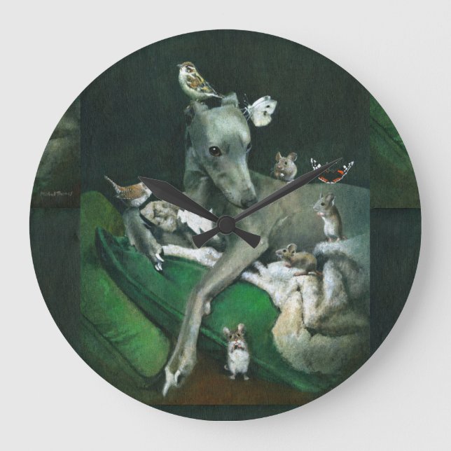 Whippet With Mice And Birds Wall Clock (Front)