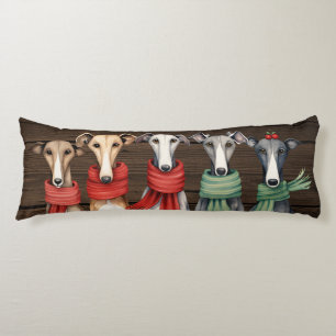 Whippets and Greyhound Dogs in Scarves Body Cushion