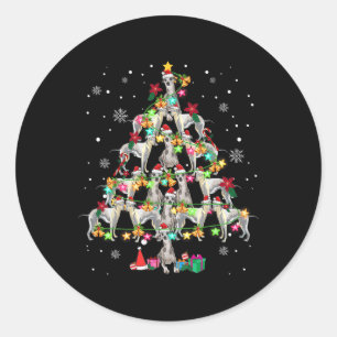 Whippets Christmas Tree Funny Whippets Lover Chris Classic Round Sticker