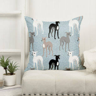 Whippets or Italian Greyhounds Retro Pattern Cushion