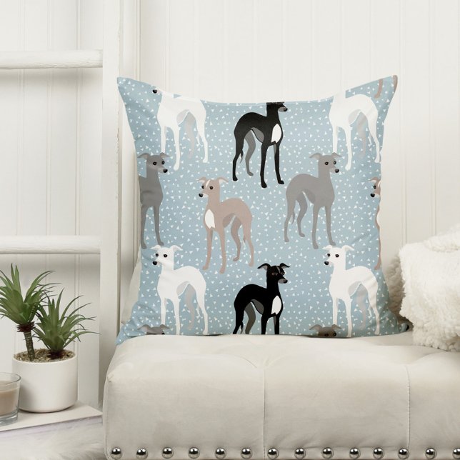 Whippets or Italian Greyhounds Retro Pattern Cushion (Creator Uploaded)