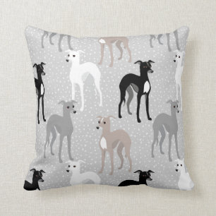 Whippets or Italian Greyhounds Retro Pattern Throw Cushion