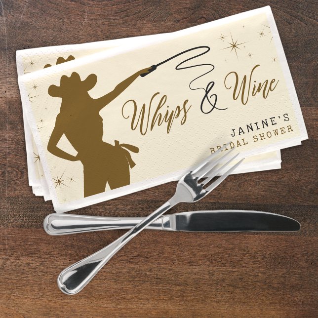 Whips & Wine Cowgirl Bridal Shower Napkin (Whips & Wine Cowgirl Bridal Shower Paper Guest Towels
)