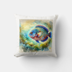 Whiptail Vieja Fish 060724AREF125 - Watercolor Cushion
