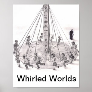 Whirled Worlds. People Running Around Astrology Poster