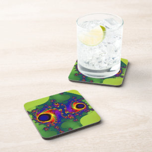 Whirligig Rainbow Fractal Art Coaster