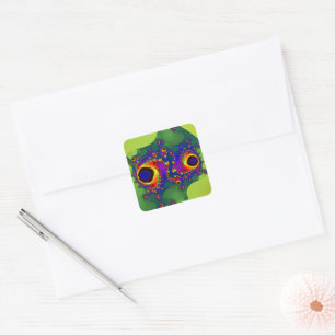 Whirligig   Rainbow Fractal Art Square Sticker