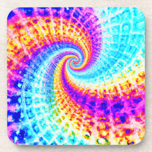 Whirling Rainbow Spiral Pattern Coaster
